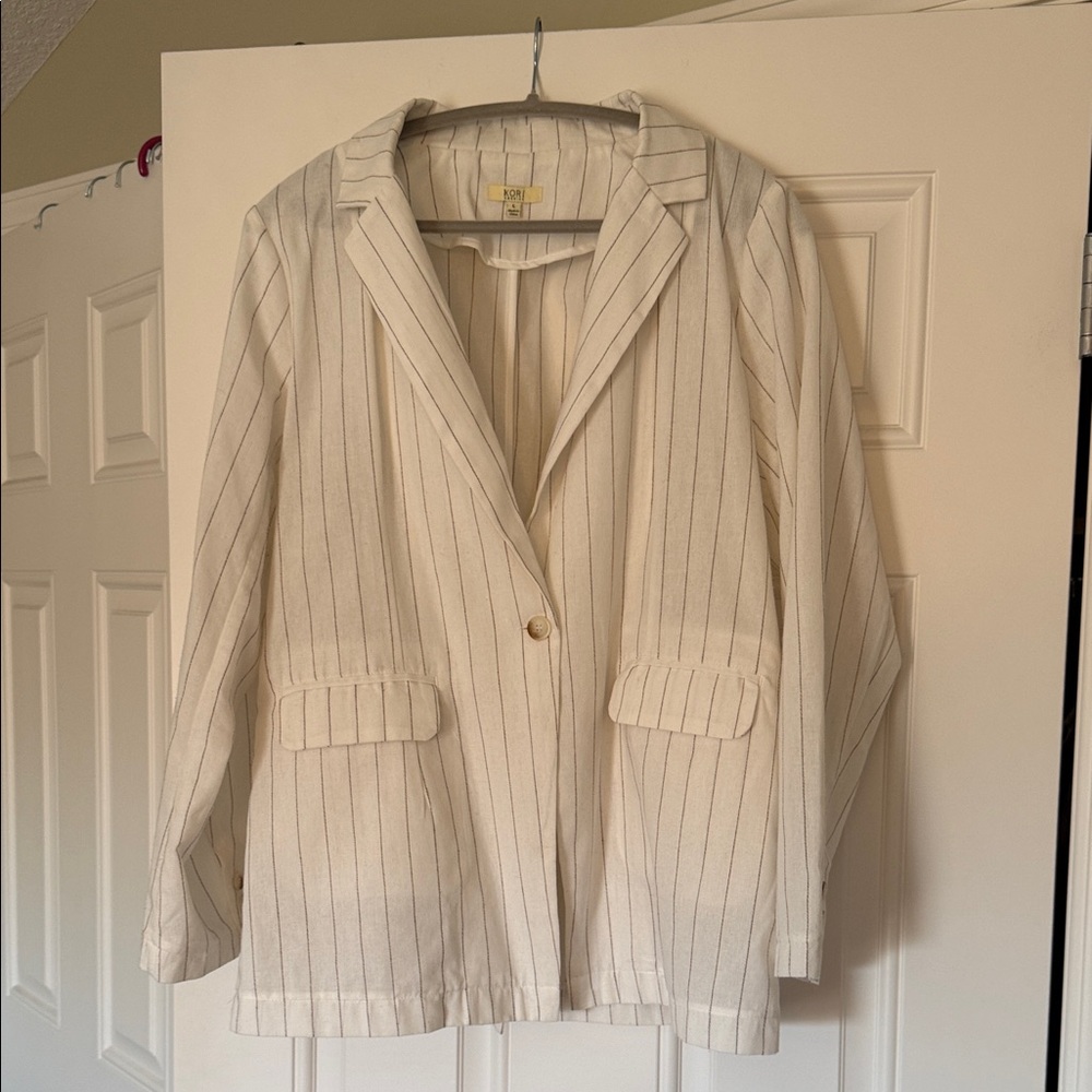 Kori Cream Pinstripe Blazer Jacket